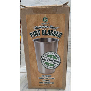 Stainless Steel Pint Glasses, 100% Eco Friendly, Set of 4, 16 oz., by Ziggy V